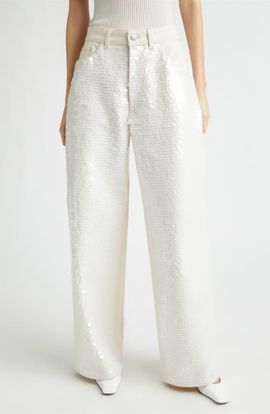 Stella McCartney Stella McCartney Opalescent Sequin Wide Leg Jeans