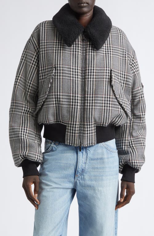 Stella McCartney Stella McCartney Plush Trim Plaid Bomber Jacket