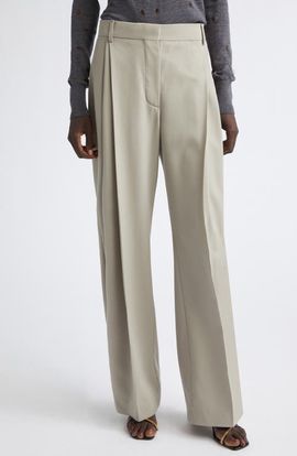 Stella McCartney Stella McCartney Straight Leg Pleated Wool Pants