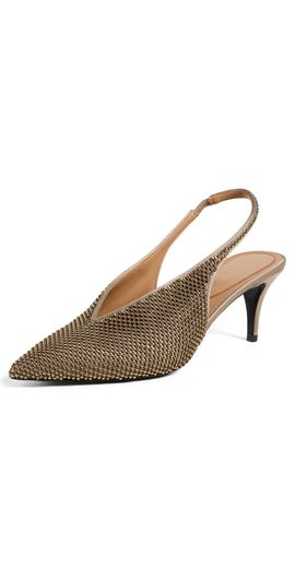 Stella McCartney Stella McCartney Studded Mesh Slingbacks Bronze