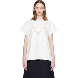 Stella McCartney Stella McCartney White Lace Mix Washed Jersey Cotton T-shirt