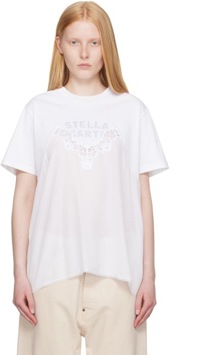 Stella McCartney Stella McCartney White Lace Slip Jersey T-shirt