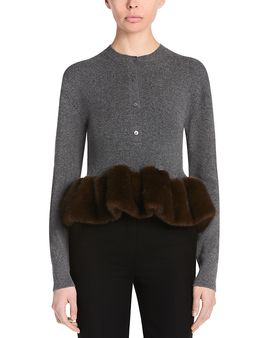 Stella Mccartney Stella McCartney Wool Blend Faux Fur Trim Sweater