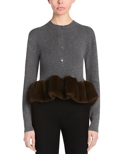 Stella Mccartney Stella McCartney Wool Blend Faux Fur Trim Sweater
