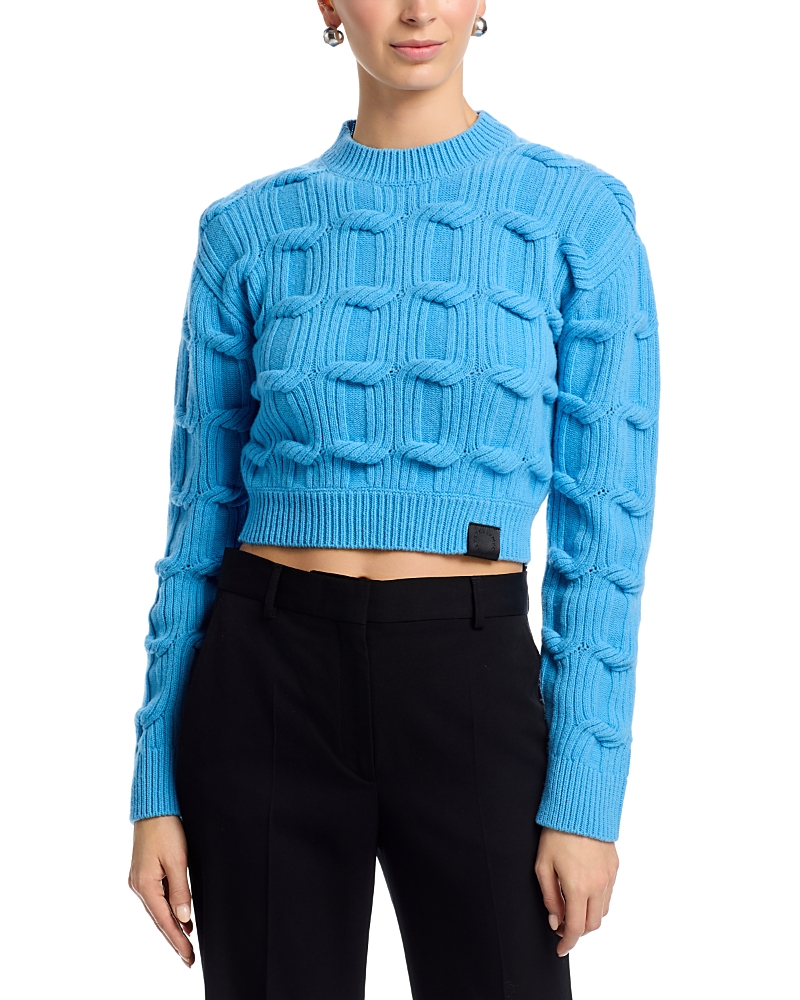 Stella McCartney ショルダーテイアード 青 ウールセーター Fringed alpaca wool-blend sweater in blue - Stella Mc Cartney