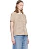 Stella McCartney Stella McCartney Yellow & Brown Fancy Stripe Crest Embroidery T-shirt - 2