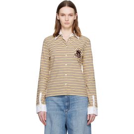 Stella McCartney Stella McCartney Yellow Fancy Stripe Crest Polo Shirt