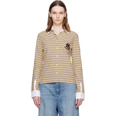 Stella McCartney Stella McCartney Yellow Fancy Stripe Crest Polo Shirt