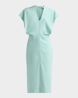 Stella McCartney V-Neck Blouson Midi Dress