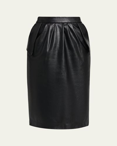 Stella McCartney Vegan Leather Gathered Midi Pencil Skirt