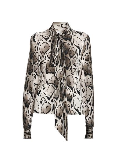 Stella McCartney Women's Cloud Leopard Pussy Bow Blouse