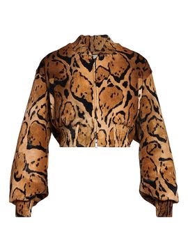 Stella McCartney Women's Cloud Leopard Velvet Bomber Jacket