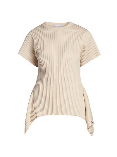Stella McCartney Women's Draped Rib-Knit Cotton T-Shirt