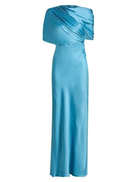 Stella McCartney Women's Draped Satin Cape-Sleeve Gown
