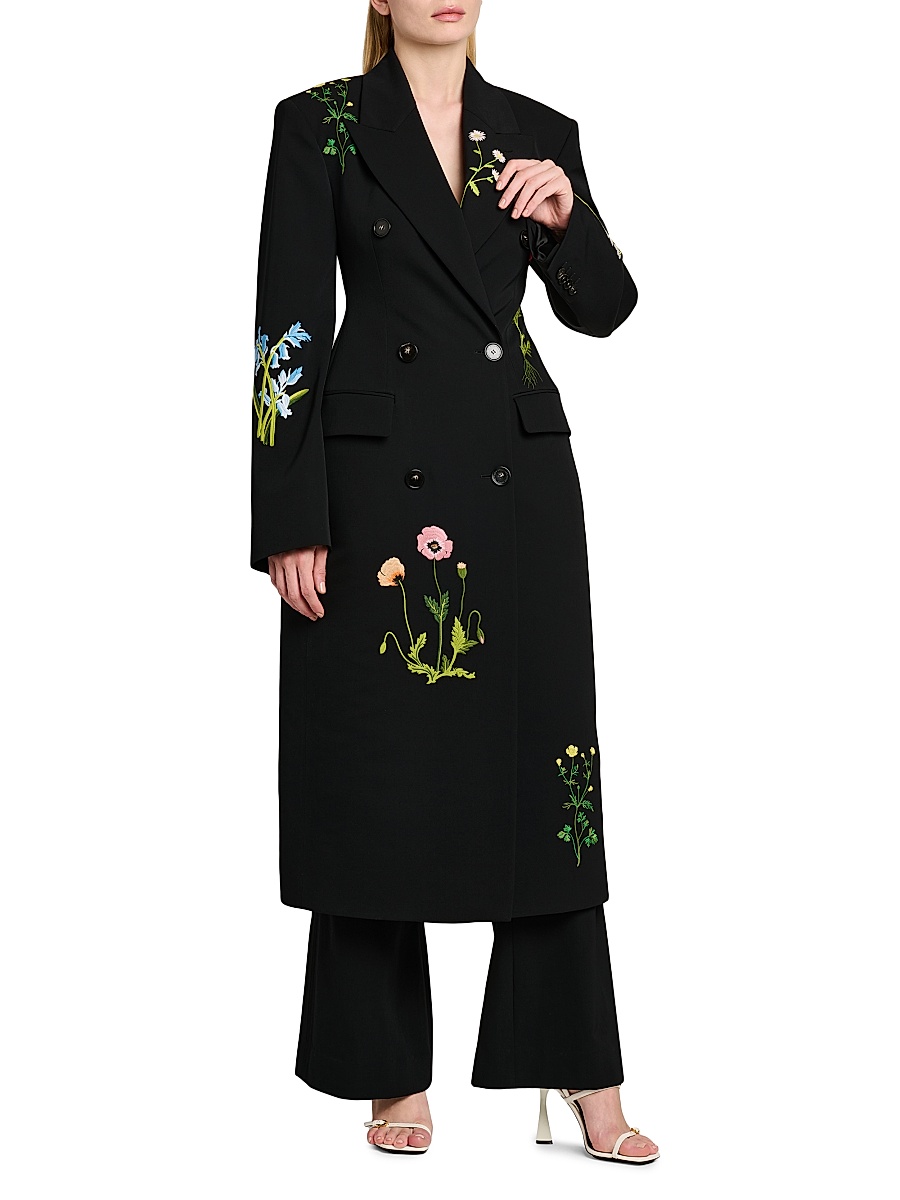 Stella McCartney - Women's Flower-Embroidered Wool Double-Breasted