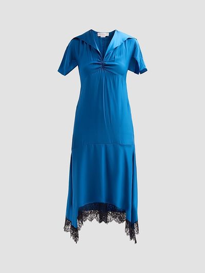 sleeve midi dress Green Scalloped Flutter Sleeve Midi Dress