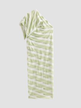 Stella McCartney Women's One-Shoulder Layered Sheer Striped Knit Midi Dress