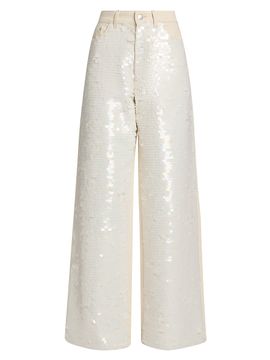 Stella McCartney Women's Opalesence Sequin Wide-Leg Jeans