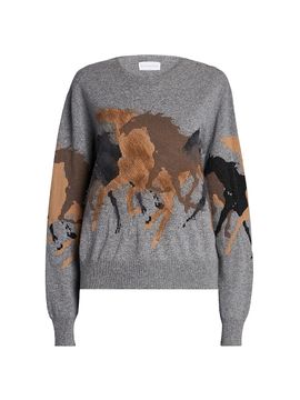 Stella McCartney Women's Racing Horses Wool Sweater