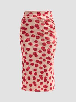 Stella McCartney Women's Raspberry-Print Mesh Pencil Skirt