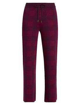 Stellae Dux Women's Birdseye Plaid High-Rise Straight-Leg Pants