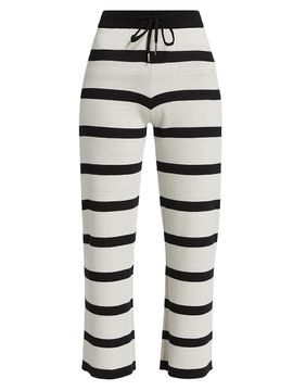 Stellae Dux Women's Striped Wide-Leg Crop Pants