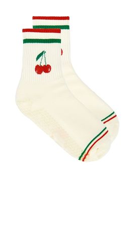 Stems Stems Cherry Grip Striped Crew Socks