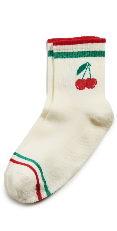 Stems Stems Cherry Grip Striped Crew Socks Ivory One