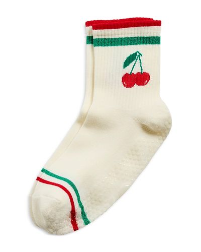 Stems Stems Cherry Striped Grip Socks