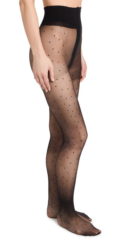 Stems Stems Paris Edit - Sheer & Double Dots Tights Black