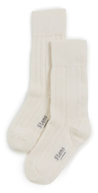 Stems Stems Pure 97 Cashmere Socks Ivory One