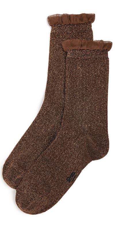 Stems Stems Soft Ruffle Metallic Socks Copper One