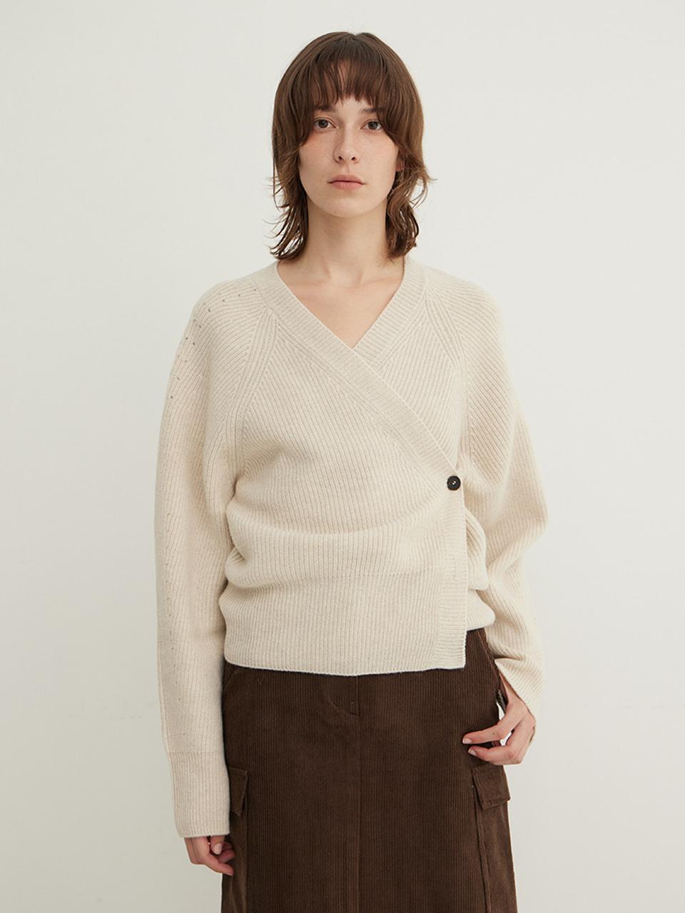 STEP AROUND Alpaca Blend Merino Wool Wrap Cardigan [MIST]