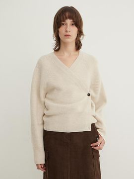 STEP AROUND Alpaca Blend Merino Wool Wrap Cardigan [MIST]