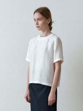 STEP AROUND Crack Short-sleeves Blouse_White