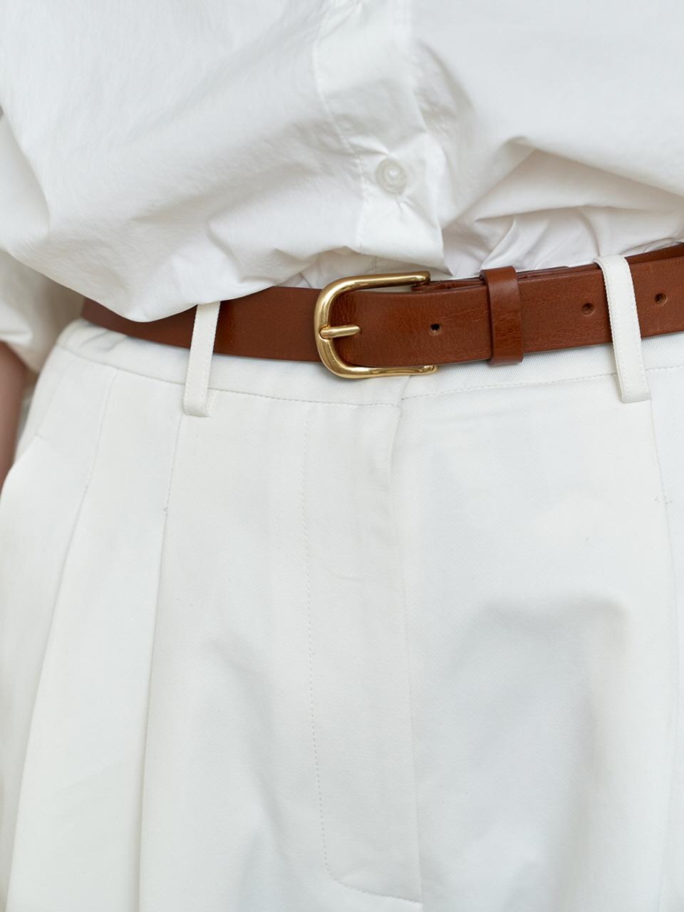 STEP AROUND Italy leather plain belt_BROWN