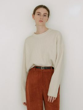 STEP AROUND Series line - Cashmere drop round knit_Light Beige