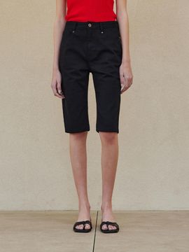 STEP AROUND Slim fit short black jean_Black