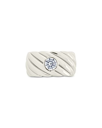 Sterling Forever Sterling Forever Blythe Cubic Zirconia Cigar Band Ring