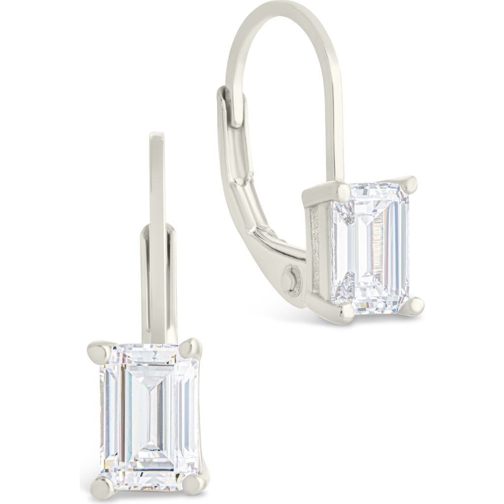 Sterling Forever Sterling Forever Emerald Cut Cubic Zirconia Lever-Back Earrings