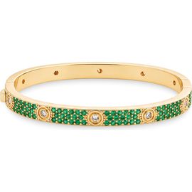 Sterling Forever Sterling Forever Lumire 14k Gold Plated Emerald Cubic Zirconia Bangle 