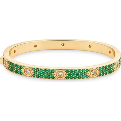 Sterling Forever Sterling Forever Lumire 14k Gold Plated Emerald Cubic Zirconia Bangle 