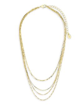 Sterling Forever Sterling Forever Multi Chain Layered Necklace, 19