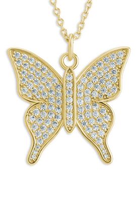 Sterling Forever Sterling Forever Pavé Butterfly Pendant Necklace