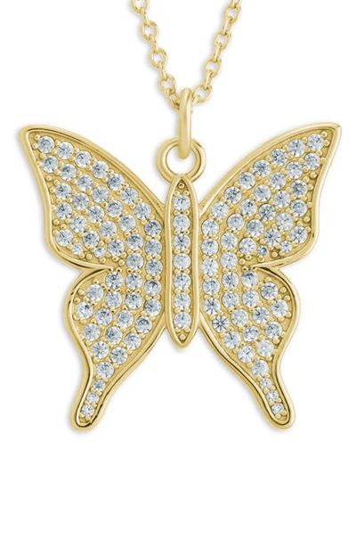 Sterling Forever Sterling Forever Pavé Butterfly Pendant Necklace