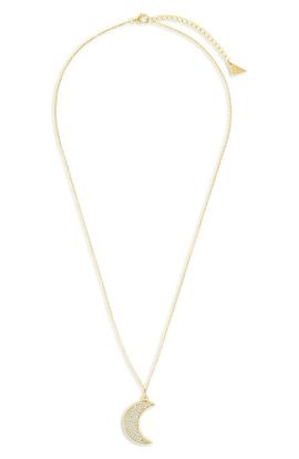 Sterling Forever Sterling Forever Pav Cubic Zirconia Crescent Moon Pendant Necklace