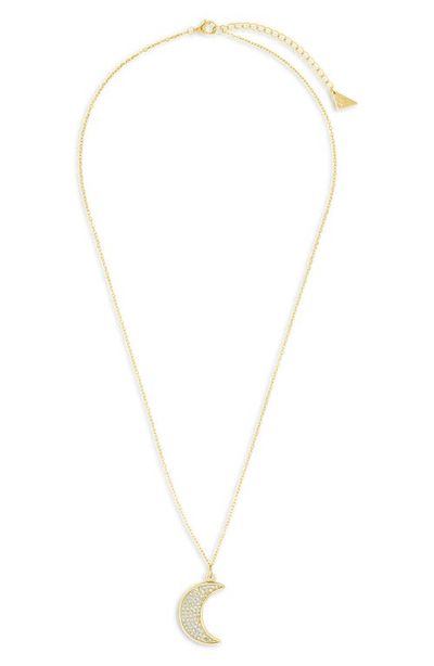 Sterling Forever Sterling Forever Pav Cubic Zirconia Crescent Moon Pendant Necklace