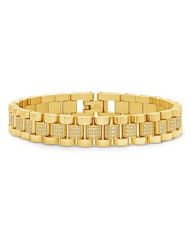 Sterling Forever Sterling Forever Pave Watch Band Chain Bracelet in 14K Gold Plated
