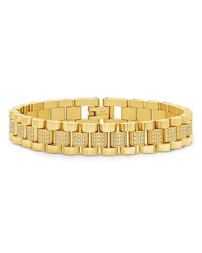 Sterling Forever Sterling Forever Pave Watch Band Chain Bracelet in 14K Gold Plated