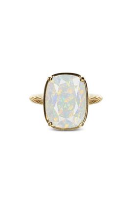 Sterling Forever Sterling Forever Simulated Opal Sterling Silver Elongated Cushion Ring